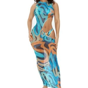 Abstract Cut-Out Swimsuit Cover-up